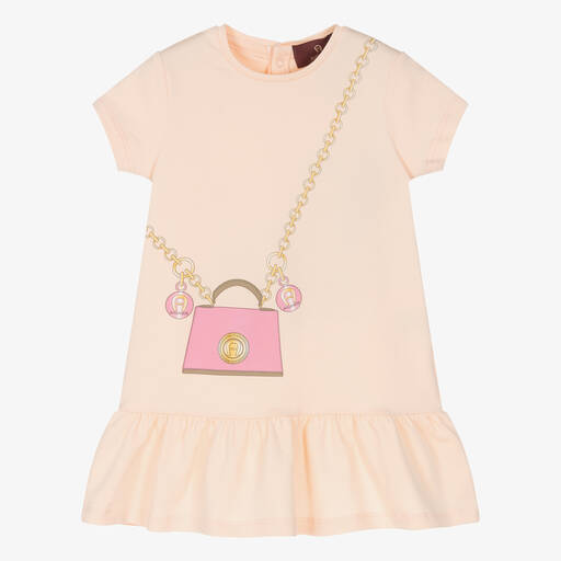 AIGNER-Baby Girls Pink & Gold Cotton Handbag Dress | Childrensalon