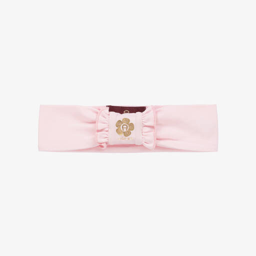 AIGNER-Baby Girls Pink Pima Cotton Bow Headband | Childrensalon