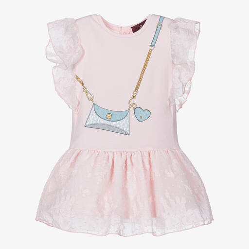 AIGNER-Розовое блестящее платье с принтом-сумкой | Childrensalon