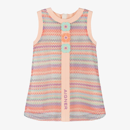 AIGNER-Baby Girls Pink Zigzag Crochet Dress | Childrensalon