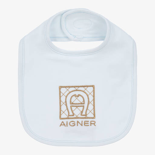 AIGNER-Blue Pima Cotton Baby Bib | Childrensalon