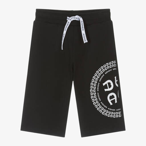 AIGNER-Boys Black Cotton Jersey Shorts | Childrensalon