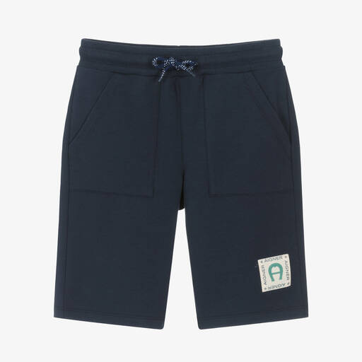 AIGNER-Boys Blue Cotton Jersey Shorts | Childrensalon