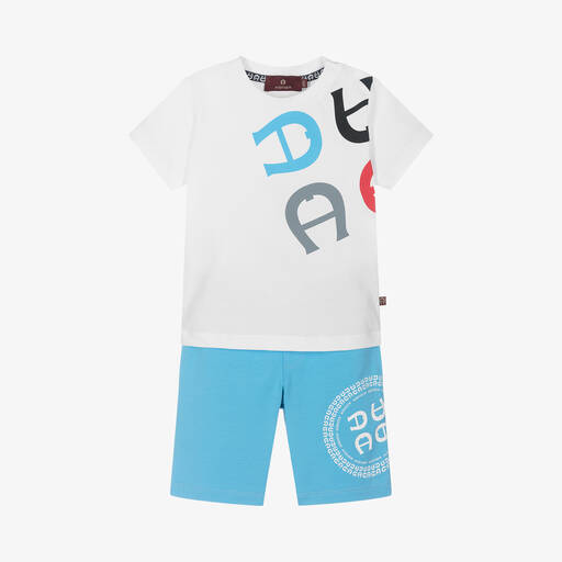 AIGNER-Boys Blue Cotton Shorts Set | Childrensalon