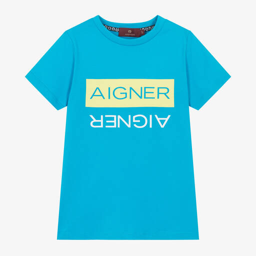 AIGNER-T-shirt bleu en coton garçon | Childrensalon