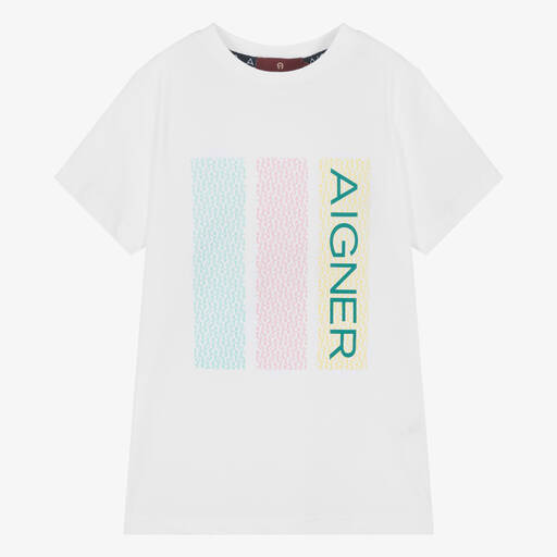 AIGNER-T-shirt blanc en coton garçon | Childrensalon