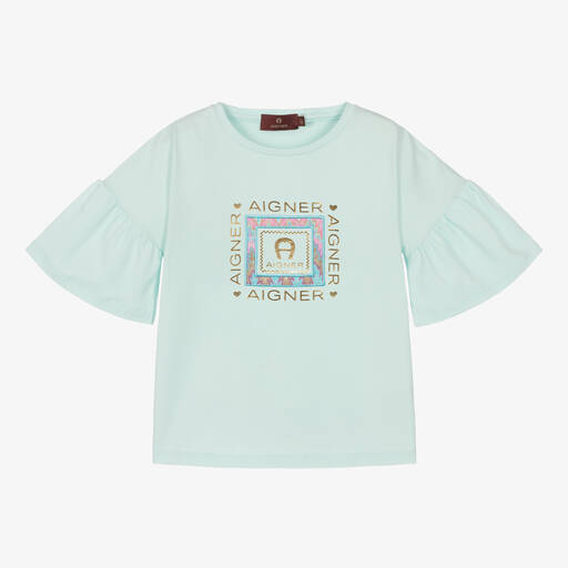 AIGNER-T-shirt bleu en coton fille | Childrensalon