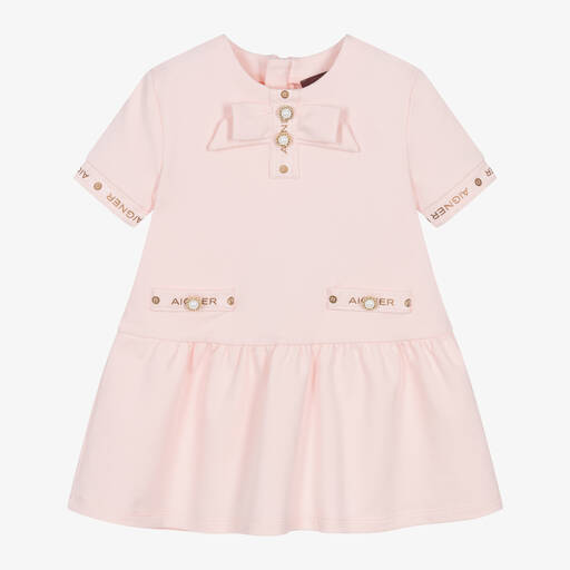 AIGNER-Girls Pink Cotton Dress | Childrensalon