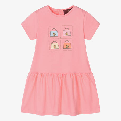 AIGNER-Розовое хлопковое платье с принтом-сумкой | Childrensalon