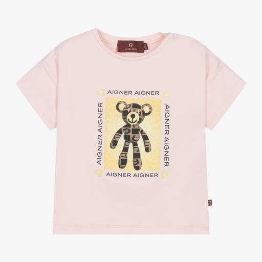 AIGNER-Girls Pink Cotton T-Shirt | Childrensalon