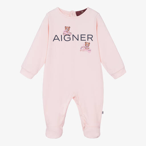 AIGNER-Розовый комбинезон из хлопка пима с медвежатами | Childrensalon
