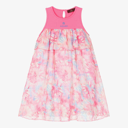 AIGNER-Розовое шифоновое платье без рукавов для девочек  | Childrensalon
