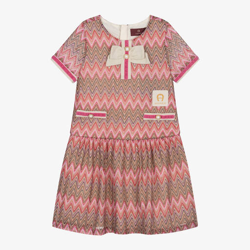 AIGNER-Girls Pink Zigzag Weave Dress | Childrensalon