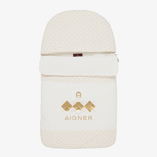 AIGNER-Ivory & Gold Logo Nest (72cm) | Childrensalon