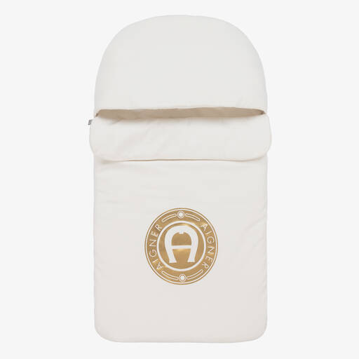 AIGNER-Кремовый конверт из хлопка пима с золотистым декором (72см) | Childrensalon