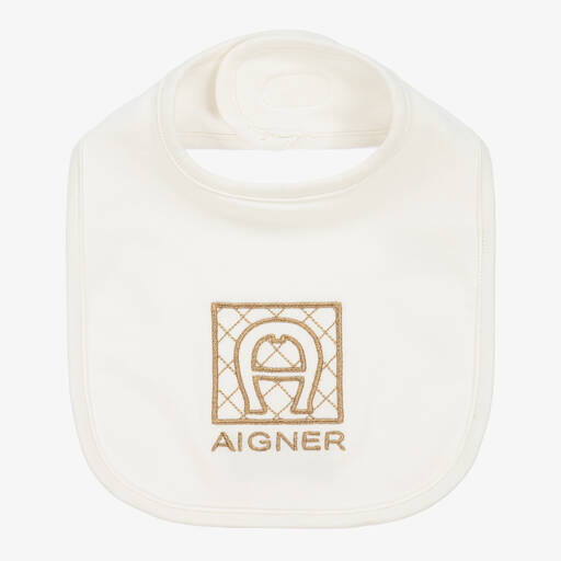 AIGNER-Кремовый слюнявчик из хлопка пима для малышей | Childrensalon