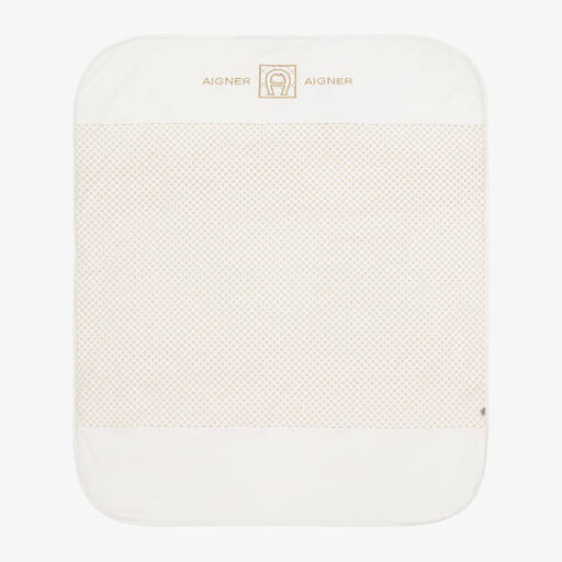 AIGNER-Ivory Pima Cotton Baby Blanket (90cm) | Childrensalon