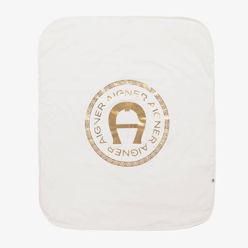 AIGNER-Ivory Pima Cotton Padded Blanket (90cm) | Childrensalon