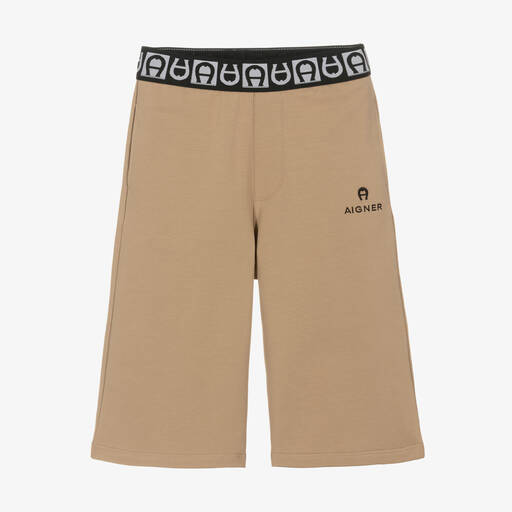 AIGNER-Teen Boys Beige Cotton Jersey Shorts | Childrensalon