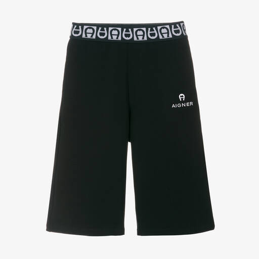 AIGNER-Teen Boys Black Cotton Jersey Shorts | Childrensalon