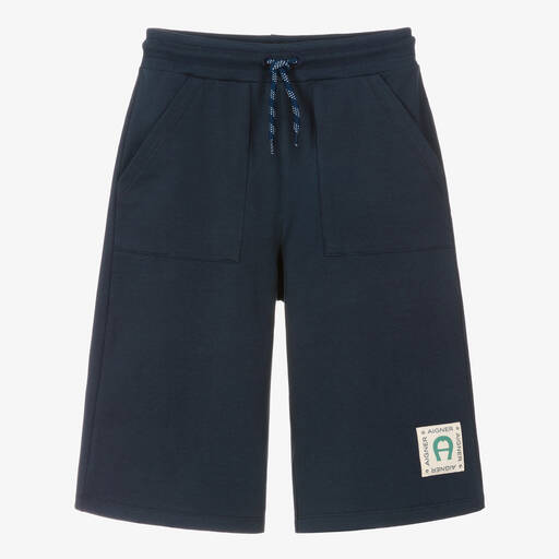 AIGNER-Teen Boys Blue Cotton Jersey Shorts | Childrensalon