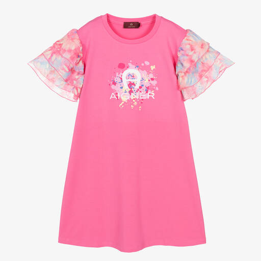 AIGNER-Robe t-shirt fuchsia et pastel ado | Childrensalon