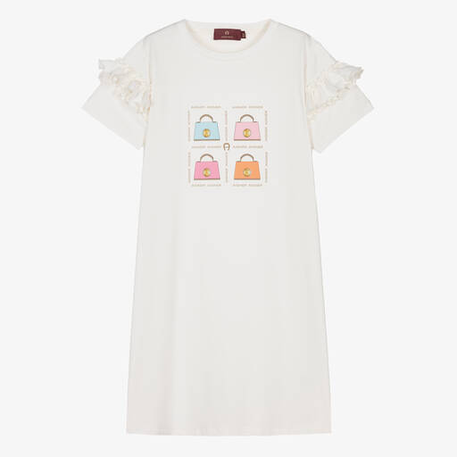 AIGNER-Кремовое хлопковое платье с сумками | Childrensalon