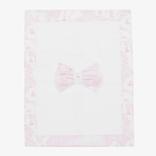 Alviero Martini-Baby Girls White & Pink Geo Map Blanket (89cm) | Childrensalon