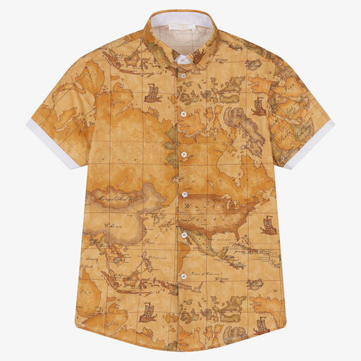 Alviero Martini-Teen Boys Cotton Geo Map Print Shirt | Childrensalon