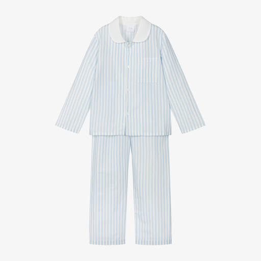 AMIKI Children-Boys Blue Stripe Cotton Pyjamas | Childrensalon