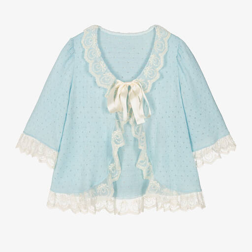AMIKI Children-Girls Blue Knitted Dressing Gown | Childrensalon