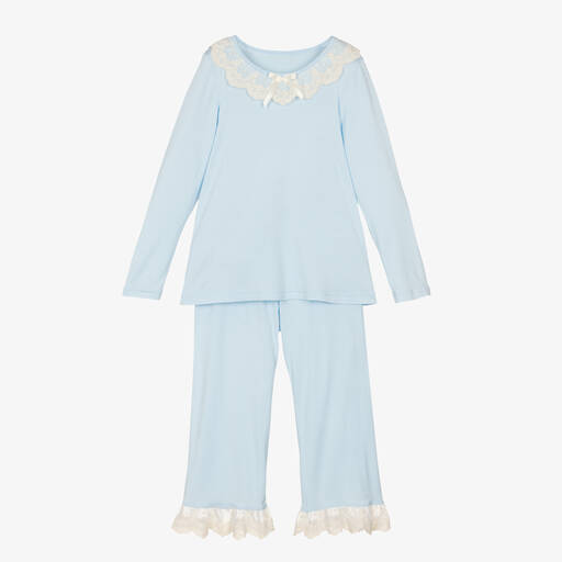 AMIKI Children-Girls Blue Modal Jersey Pyjamas | Childrensalon