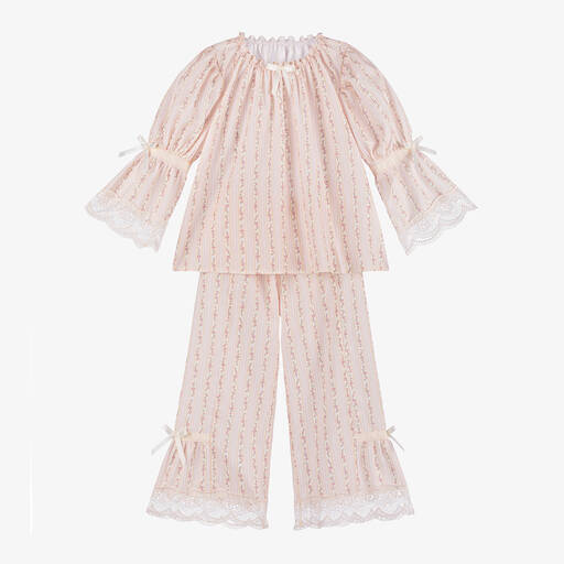 AMIKI Children-Girls Pink Cotton Floral Pyjamas | Childrensalon
