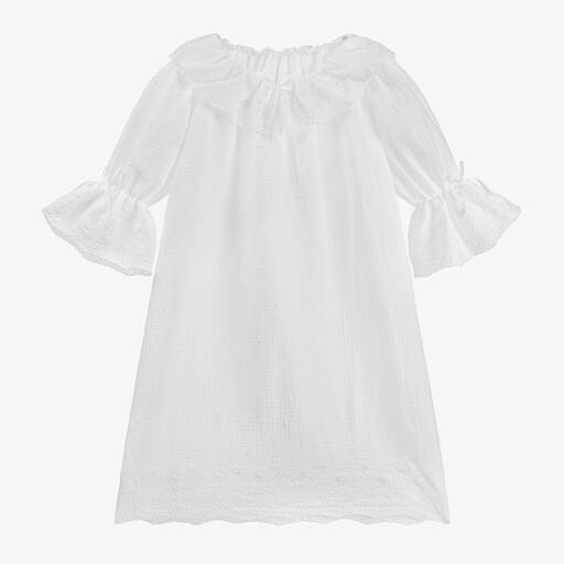 AMIKI Children-Girls White Cotton Nightdress | Childrensalon