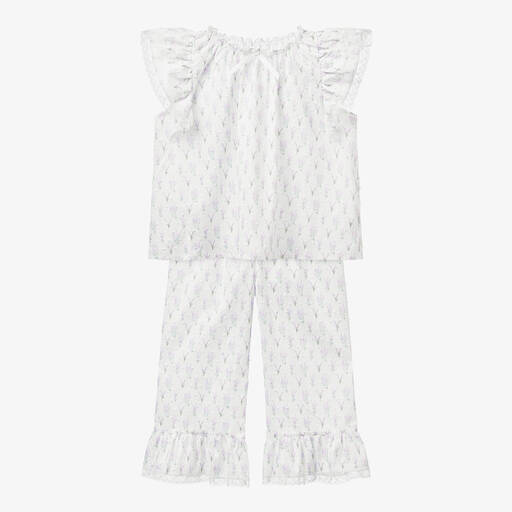 AMIKI Children-Girls White Plumeti Cotton Pyjamas | Childrensalon