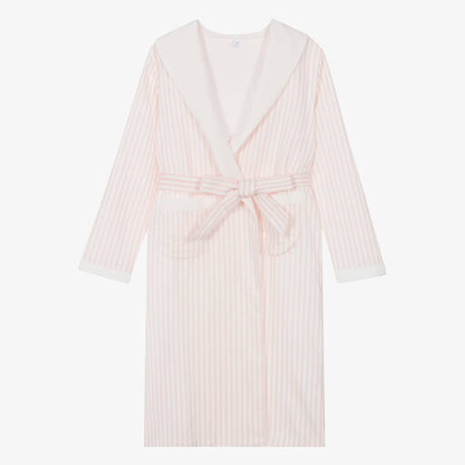 AMIKI Children-Teen Girls Pink Stripe Dressing Gown | Childrensalon
