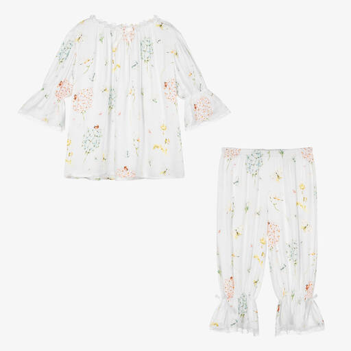 AMIKI Children-Teen Girls White Floral Pyjamas | Childrensalon