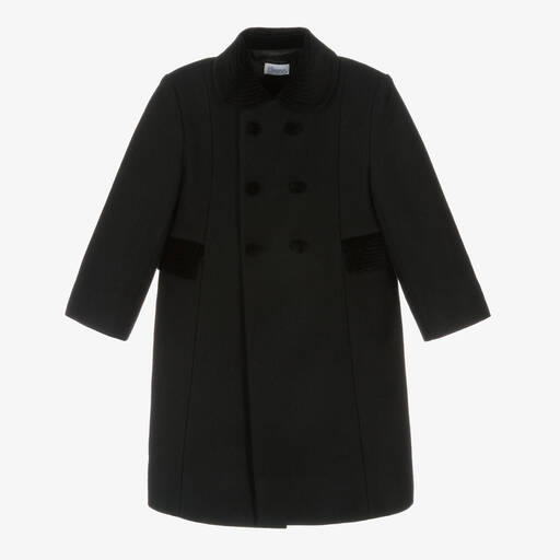 Ancar-Manteau classique noir en laine | Childrensalon