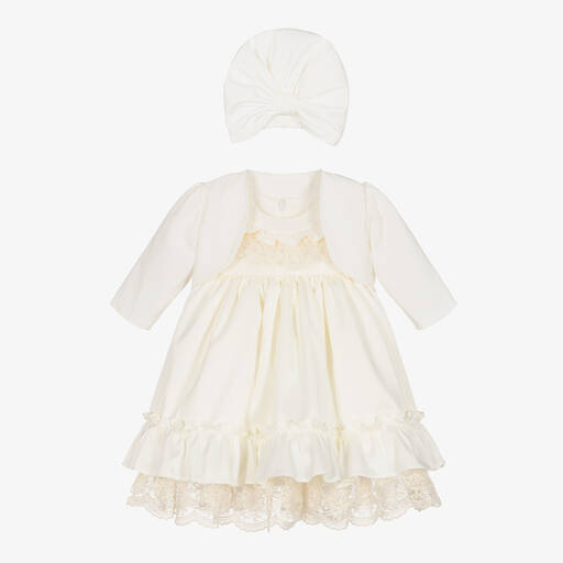 Andreeatex-Комплект с кремовым кружевным платьем для малышек | Childrensalon