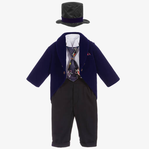 Andreeatex-Boys Blue Velvet Suit Set | Childrensalon
