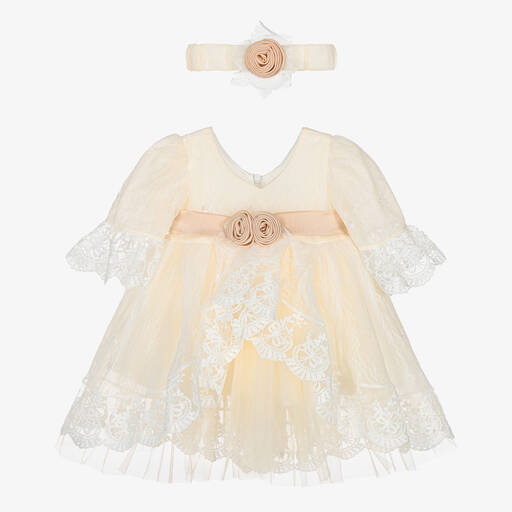 Andreeatex-Girls Ivory Lace Dress Set | Childrensalon