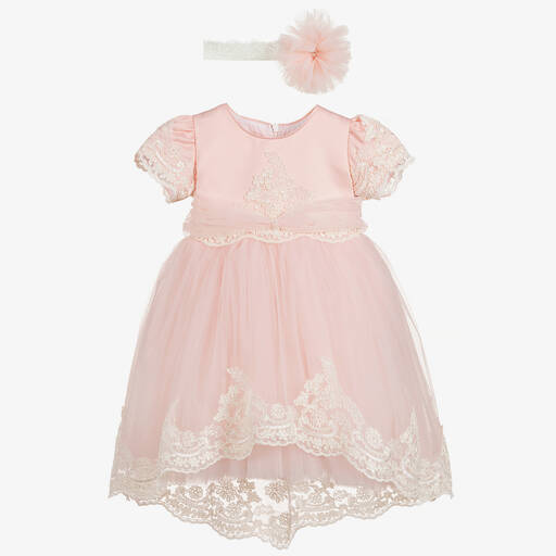 Andreeatex-Girls Pink Satin & Tulle Dress Set | Childrensalon