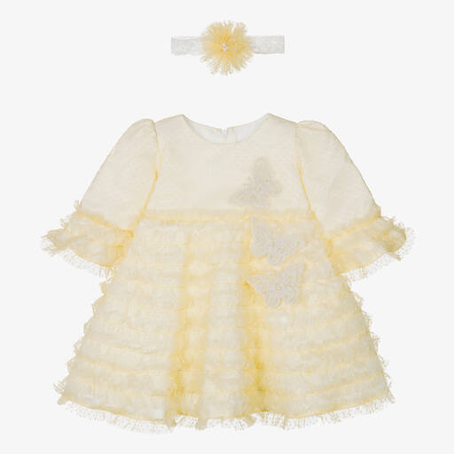 Andreeatex-Girls Yellow Ruffle Tulle Dress Set | Childrensalon