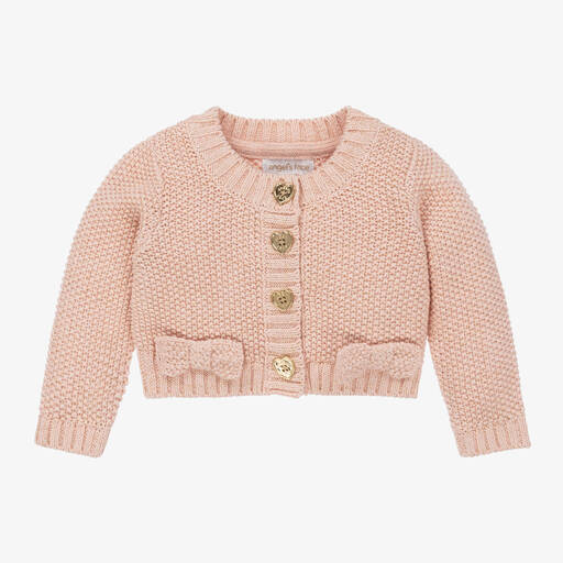 Angel's Face-Baby Girls Pink Cotton Knit Cardigan | Childrensalon