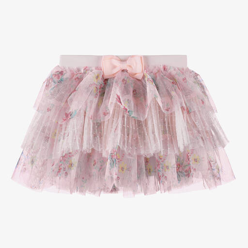 Angel's Face-Baby Girls Pink Floral Tulle Skirt | Childrensalon