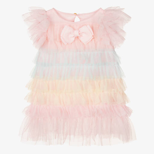 Angel's Face-Baby Girls Pink Frilled Tulle Dress | Childrensalon