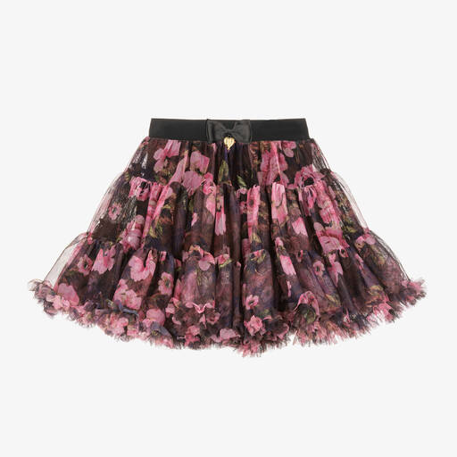 Angel's Face-Girls Black & Pink Rose Tulle Tutu Skirt | Childrensalon