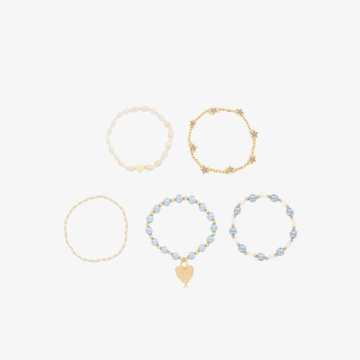 Angel's Face-Girls Blue Pearl Bracelets (5 Pack) | Childrensalon