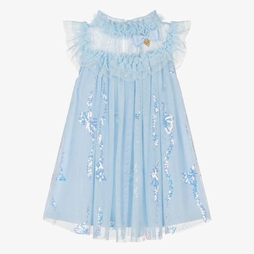 Angel's Face-Girls Blue Tulle Sequin Butterfly Dress | Childrensalon