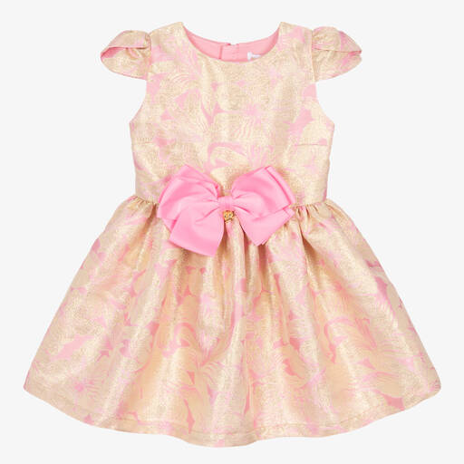 Angel's Face-Girls Gold & Pink Floral Jacquard Dress | Childrensalon